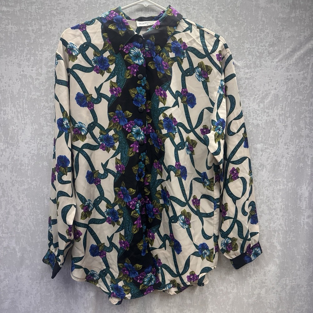 Design Elements Vintage 90s Floral Blouse Size 10 - Picture 2 of 13